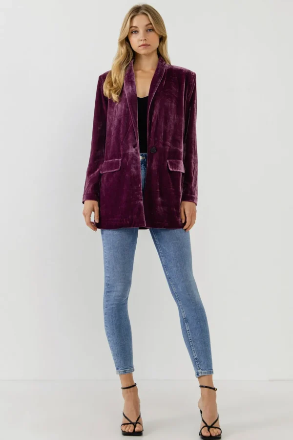 ENDLESS ROSE Blazers | Tops*- Velvet Loose Fit Blazer