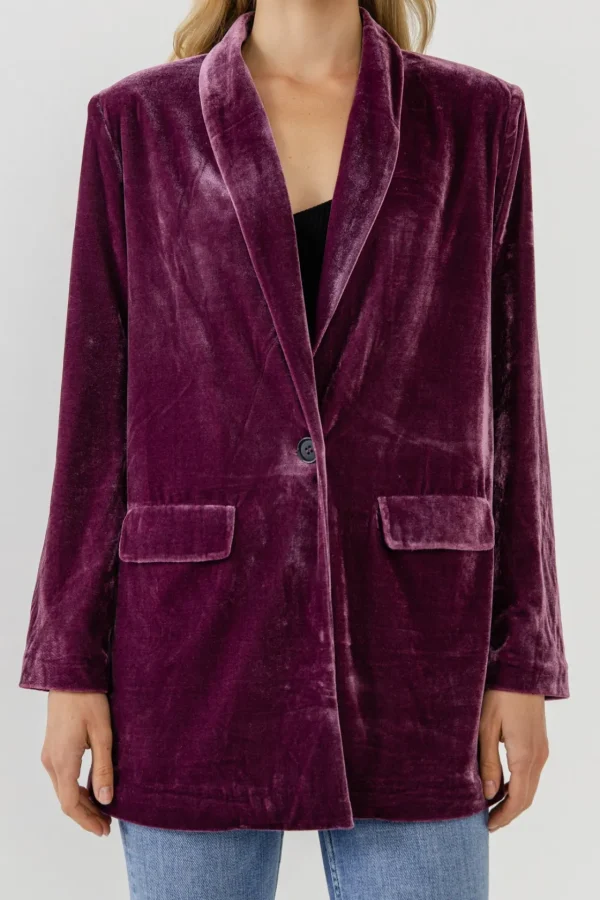 ENDLESS ROSE Blazers | Tops*- Velvet Loose Fit Blazer