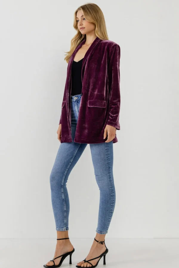 ENDLESS ROSE Blazers | Tops*- Velvet Loose Fit Blazer