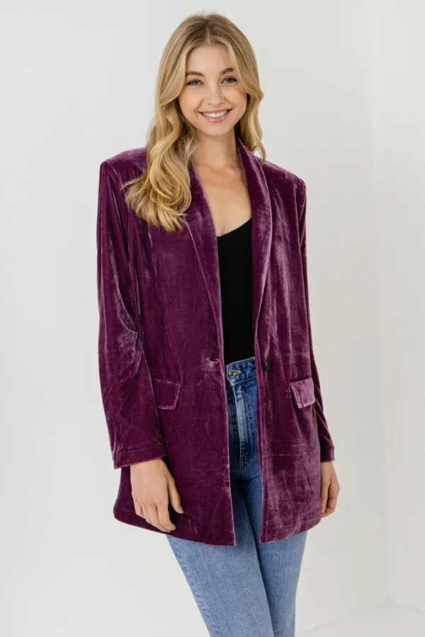 ENDLESS ROSE Blazers | Tops*- Velvet Loose Fit Blazer