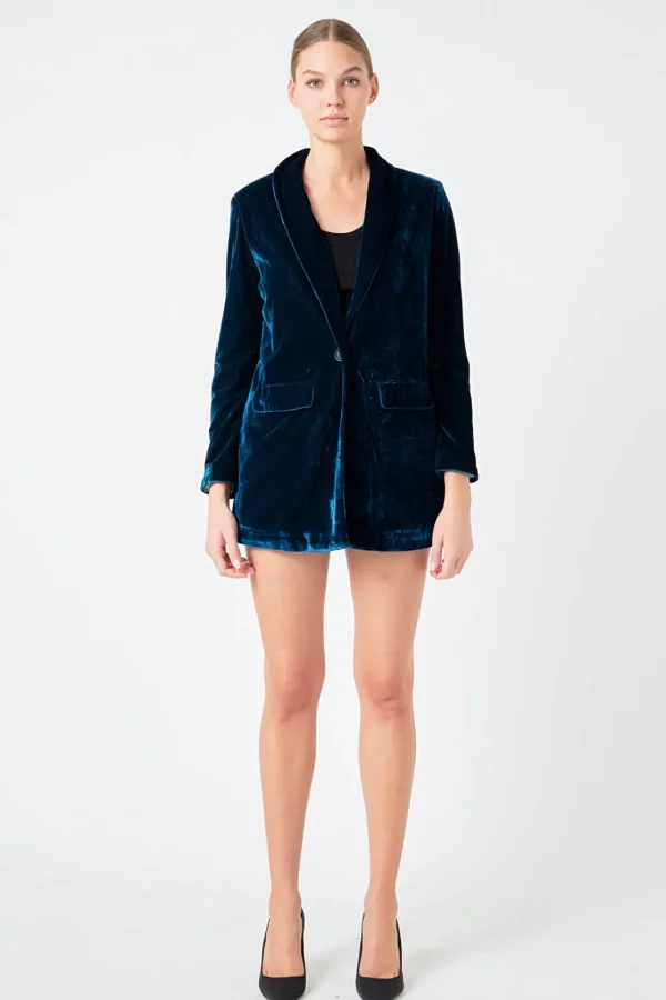 ENDLESS ROSE Blazers | Tops*- Velvet Loose Fit Blazer