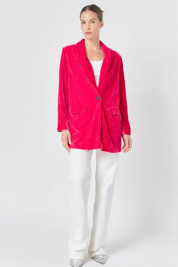 ENDLESS ROSE Blazers | Tops*- Velvet Loose Fit Blazer