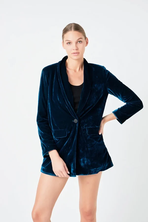 ENDLESS ROSE Blazers | Tops*- Velvet Loose Fit Blazer