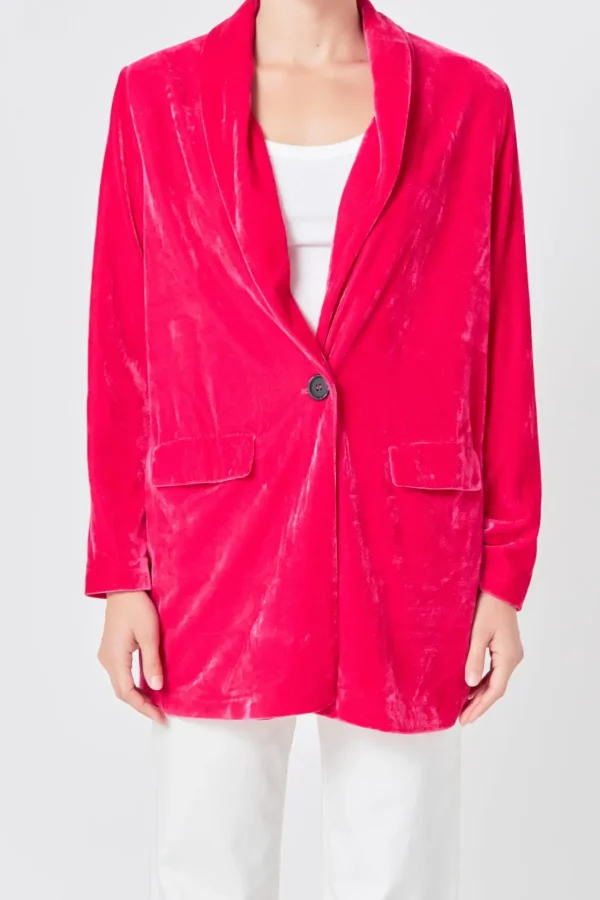 ENDLESS ROSE Blazers | Tops*- Velvet Loose Fit Blazer