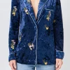 ENDLESS ROSE Jackets & Coats | Tops*- Velvet Pajama Jacket NAVY