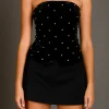 ENDLESS ROSE Tops*- Velvet Rhinestone Bustier BLACK