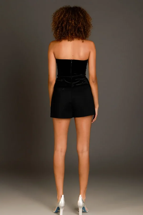 ENDLESS ROSE Tops*- Velvet Rhinestone Bustier BLACK
