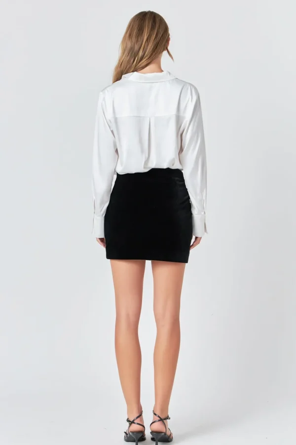 ENDLESS ROSE Skirts | Tops*- Velvet Ruched Mini Skirt BLACK