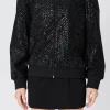 ENDLESS ROSE Jackets & Coats | Tops*- Velvet Sequin Bomber Jacket BLACK