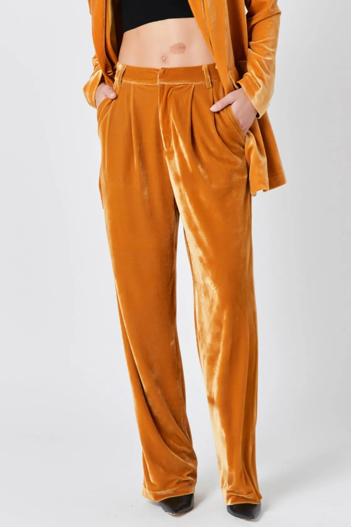 endless_rose__velvet_wide_0.webp ENDLESS ROSE Pants | Tops*- Velvet Wide Leg Pants YELLOW