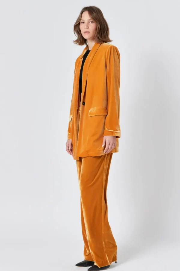 ENDLESS ROSE Pants | Tops*- Velvet Wide Leg Pants YELLOW