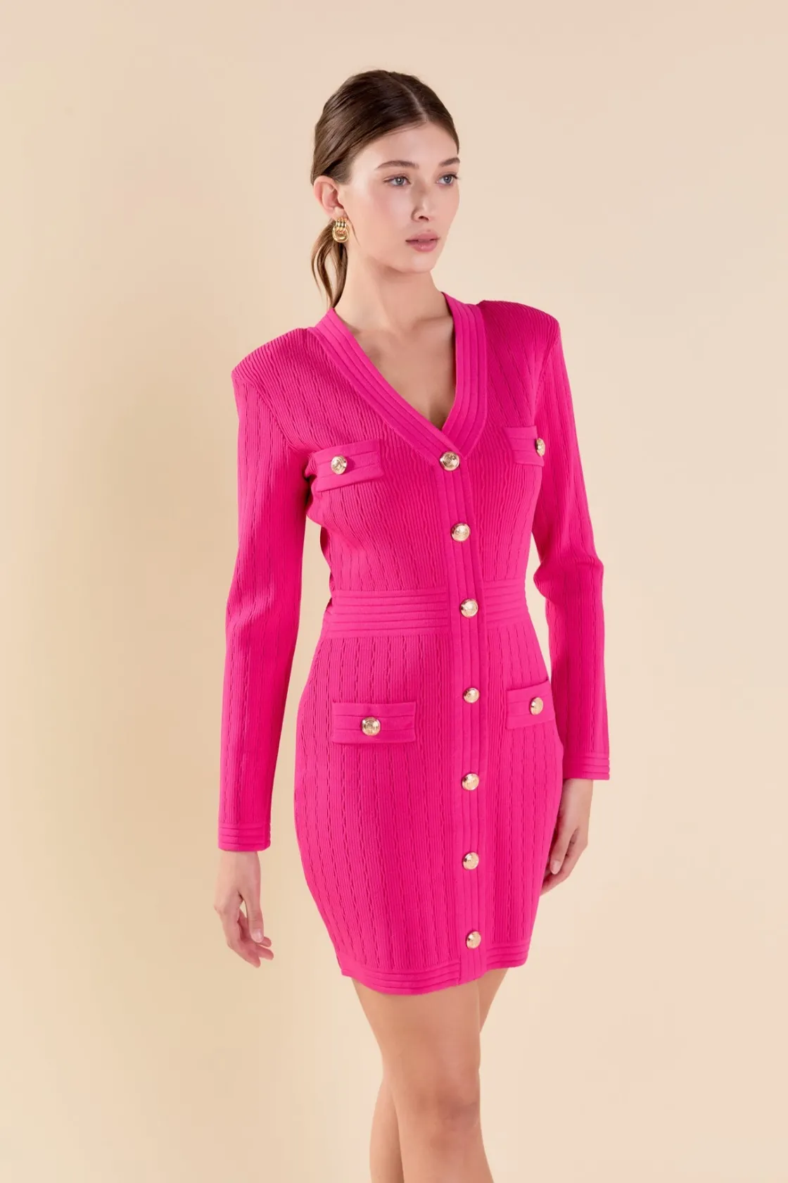 endless_rose__vneck_long__8.webp ENDLESS ROSE Knit Dresses | Sweaters & Knits*- V-neck Long Sleeve Knit Mini Dress