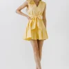 ENDLESS ROSE Tops*- V-neckline Sleeveless Mini Dress YELLOW