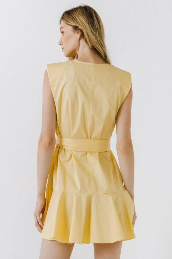 ENDLESS ROSE Tops*- V-neckline Sleeveless Mini Dress YELLOW