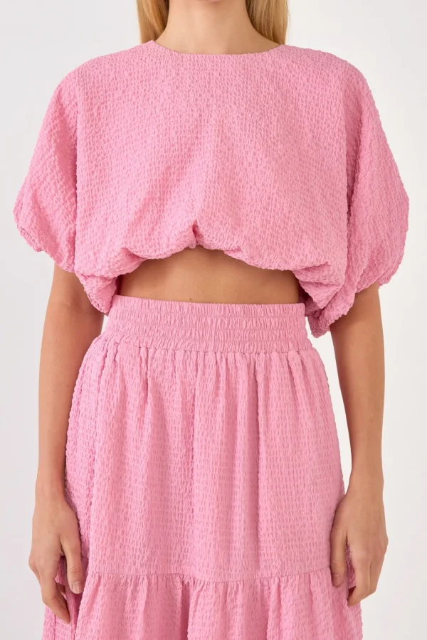 ENDLESS ROSE Tops*- Voluminous Textured Cropped Top