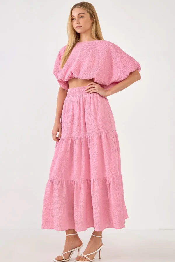 ENDLESS ROSE Tops*- Voluminous Textured Cropped Top