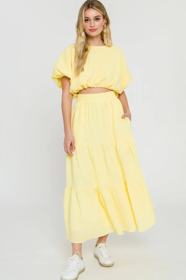 ENDLESS ROSE Tops*- Voluminous Textured Cropped Top