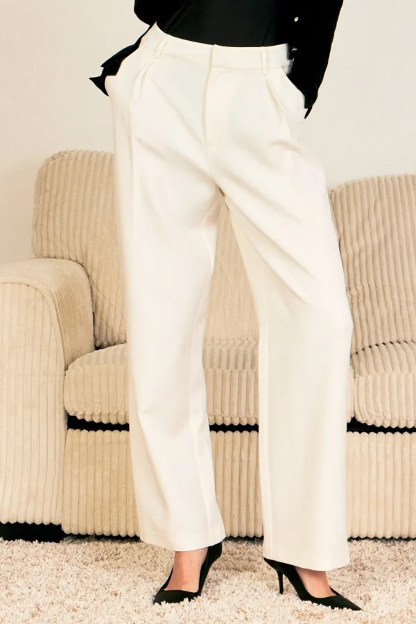 ENDLESS ROSE Pants | Tops*- Wide Leg High Waisted Trouser IVORY