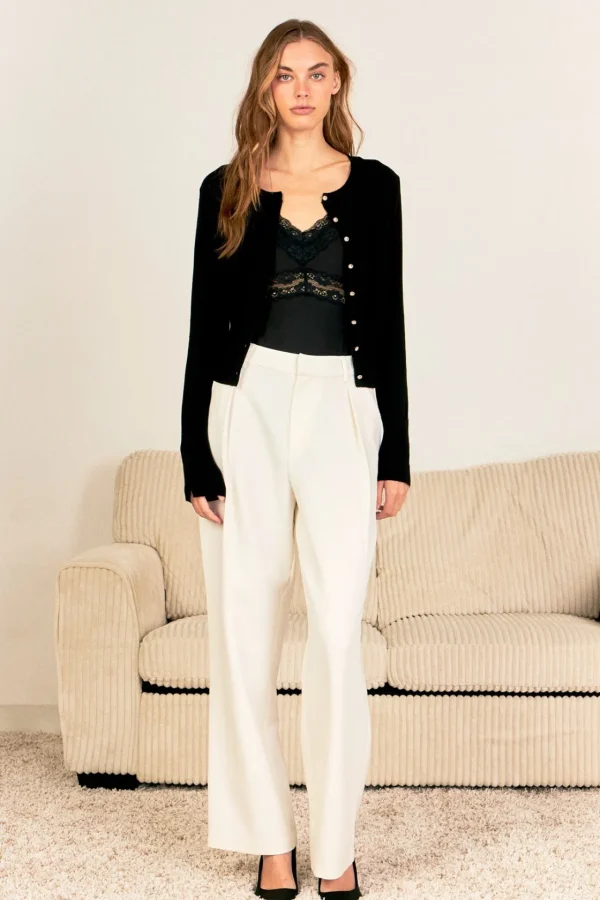 ENDLESS ROSE Pants | Tops*- Wide Leg High Waisted Trouser IVORY