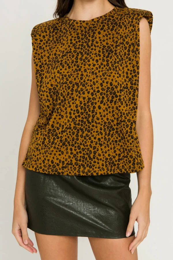 ENDLESS ROSE Tops*- Women Knit T-Shirt BROWNMULTI