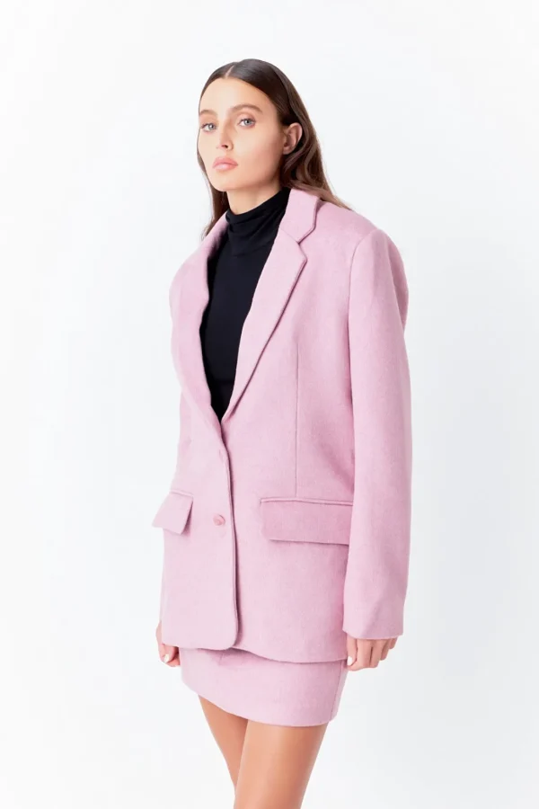 ENDLESS ROSE Jackets & Coats | Blazers*- Wool Boxy Oversize Blazer PURPLE