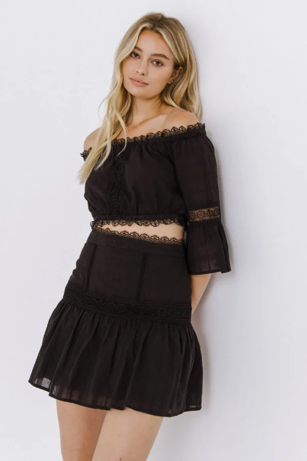ENDLESS ROSE Skirts | Tops*- Yoke Flared Mini Skirt BLACK