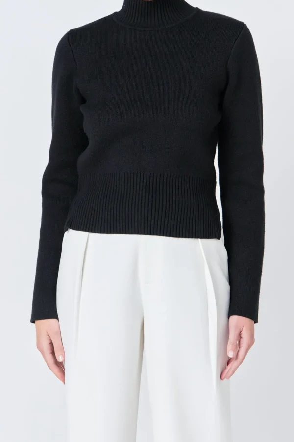 ENDLESS ROSE Sweaters & Knits | Tops*- Zip Down Sweater BLACK