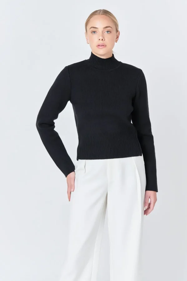 ENDLESS ROSE Sweaters & Knits | Tops*- Zip Down Sweater BLACK