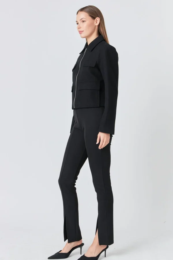 ENDLESS ROSE Jackets & Coats | Tops*- Zip Up Jacket BLACK
