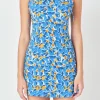 ENDLESS ROSE Bodycon Dresses | Strapless*-Floral Print Textured Fitted Mini Dress BLUE