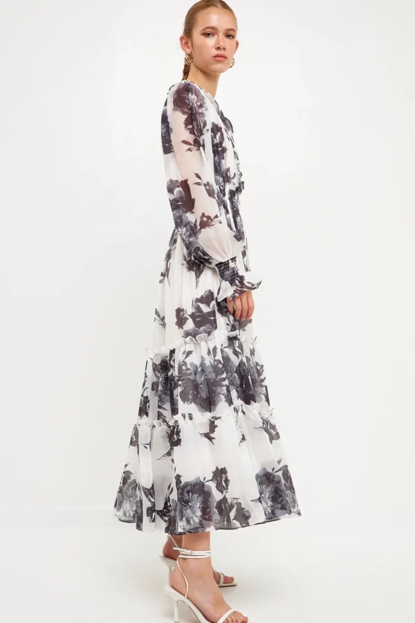 ENDLESS ROSE White Dresses | Print Takeaway*-Floral Print Midi Dress WHITE
