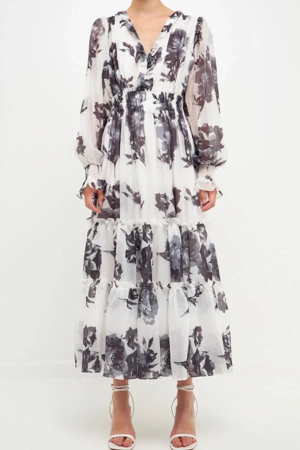 ENDLESS ROSE White Dresses | Print Takeaway*-Floral Print Midi Dress WHITE