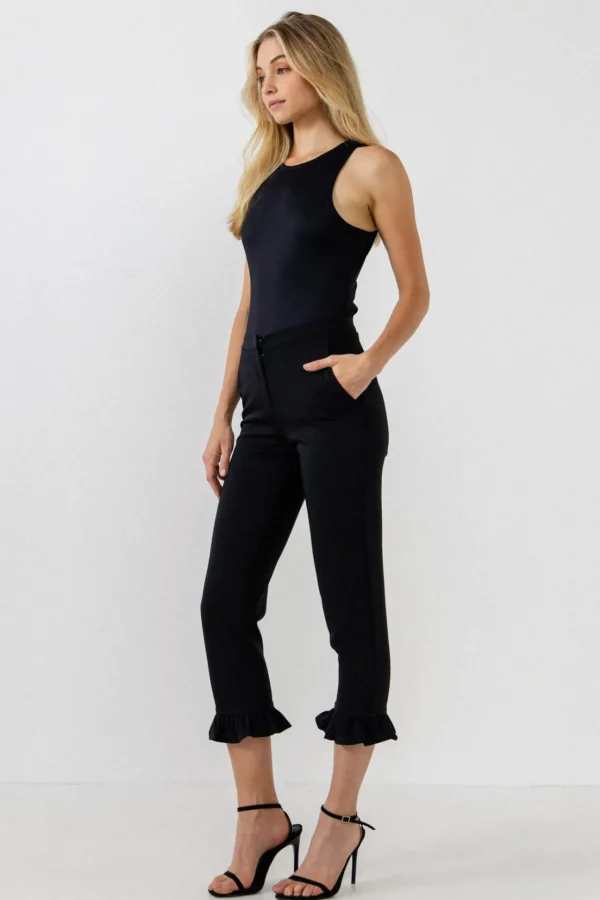 ENDLESS ROSE Pants | Tops*-Frilled Trousers BLACK