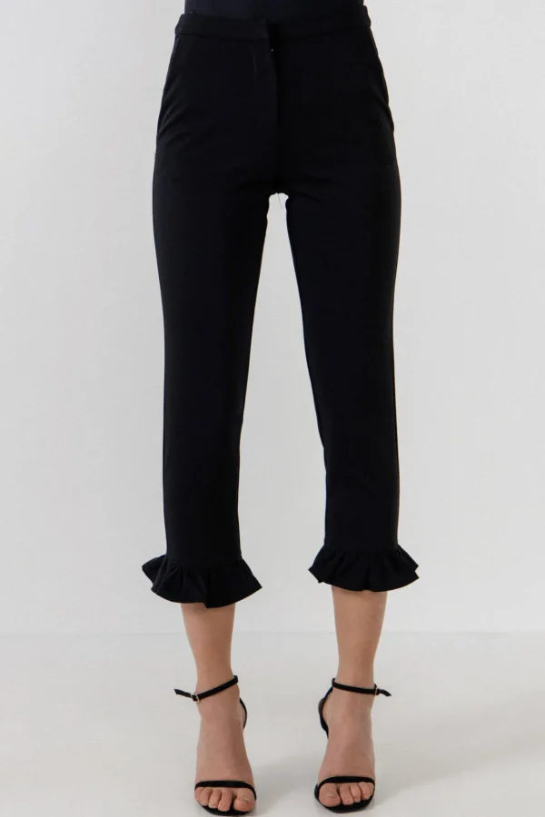 ENDLESS ROSE Pants | Tops*-Frilled Trousers BLACK