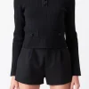ENDLESS ROSE Tops*-Jewel Buttoned Knit Long Sleeve Top BLACK