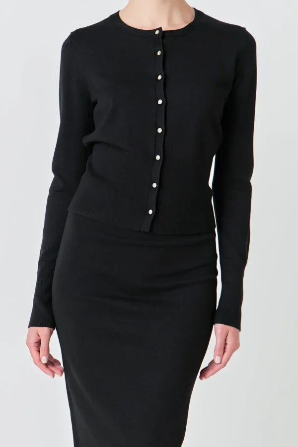 ENDLESS ROSE Matching Sets | Cardigans*-Jewel Embellished Sweater Cardigan BLACK