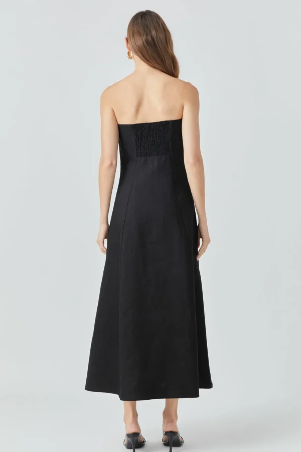 ENDLESS ROSE Strapless | Tops*-Linen Strapless Dress BLACK