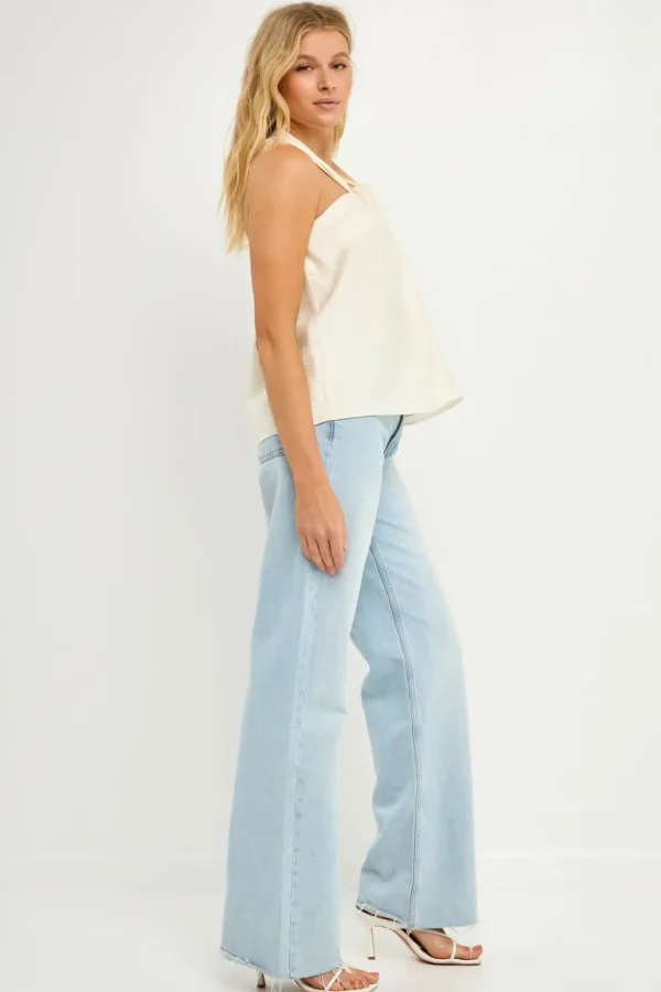 ENDLESS ROSE Tops*-Loop Halter Neck with Cross Back Detail CREAM