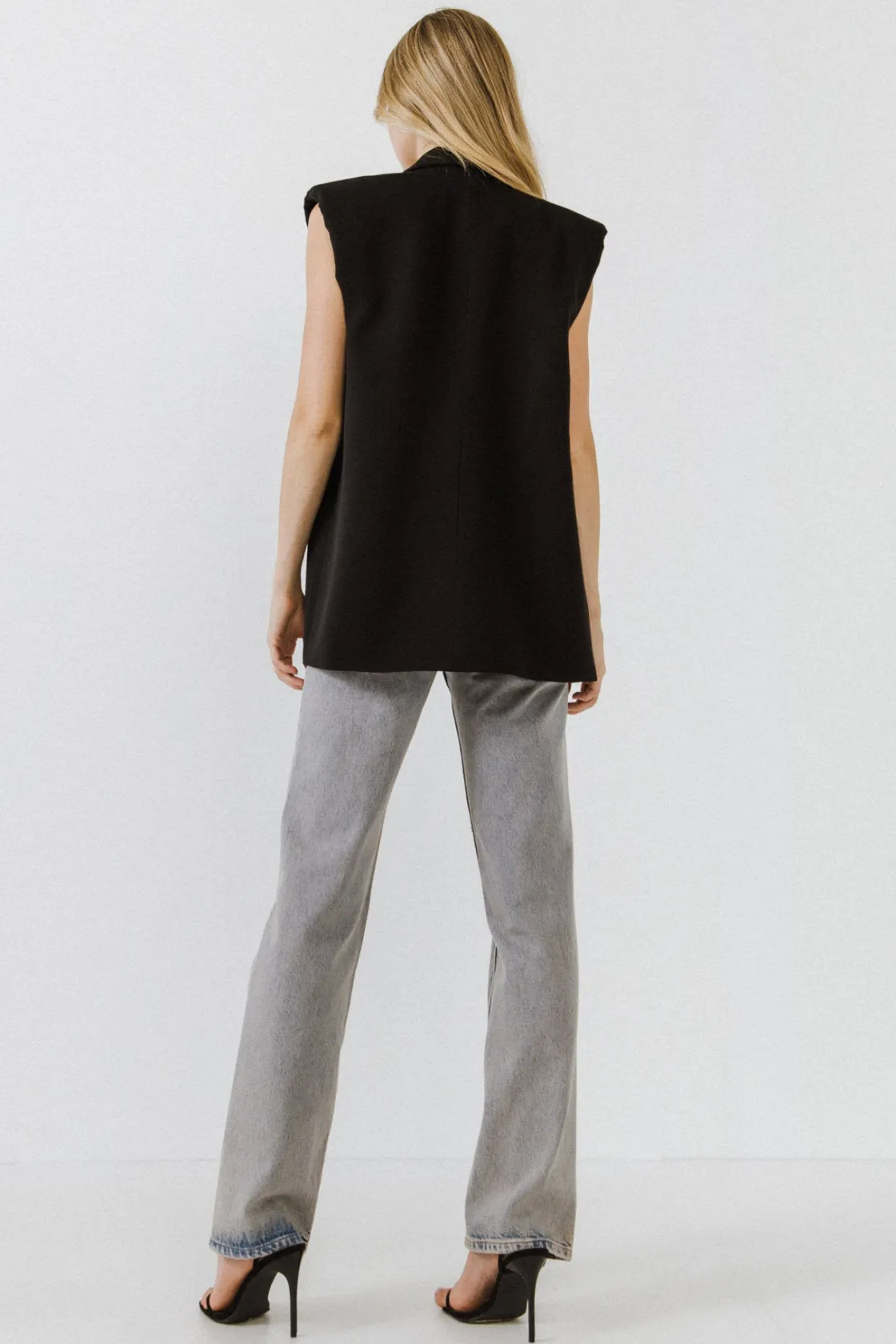 endless_rose_shoulder_pad_2.webp ENDLESS ROSE Vest | Blazers*-Shoulder Pad Vest BLACK