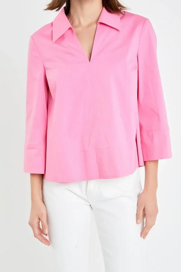 ENGLISH FACTORY Tops*- A-Line Kaftan Collar Top