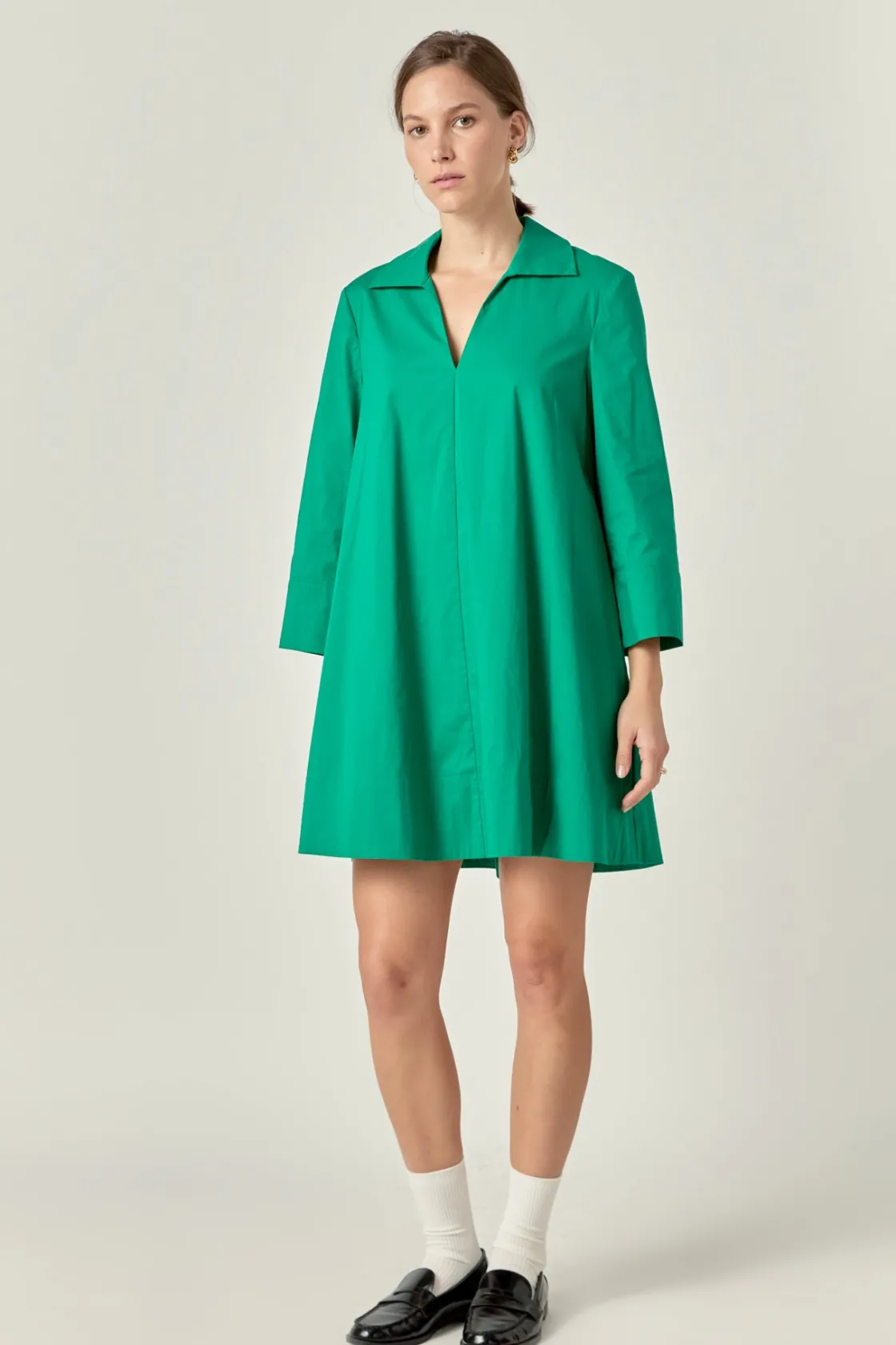 english_factory__aline_ka_1-1.webp ENGLISH FACTORY White Dresses | Tops*- A-Line Kaftan Collar Dress