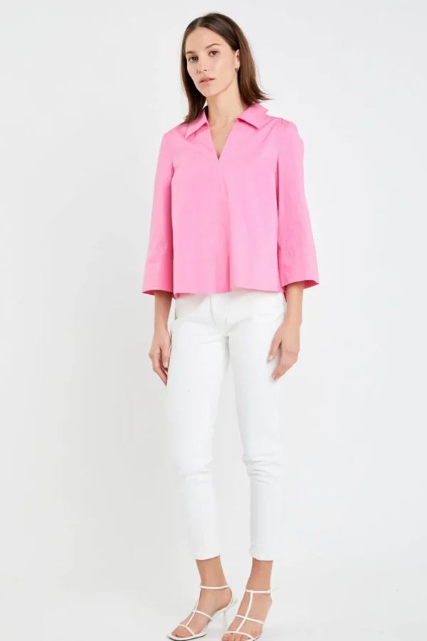 ENGLISH FACTORY Tops*- A-Line Kaftan Collar Top