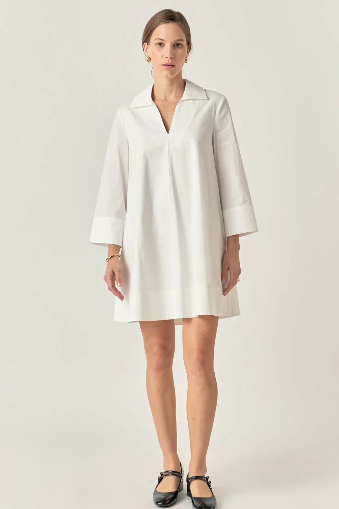 english_factory__aline_ka_4-1.webp ENGLISH FACTORY White Dresses | Tops*- A-Line Kaftan Collar Dress