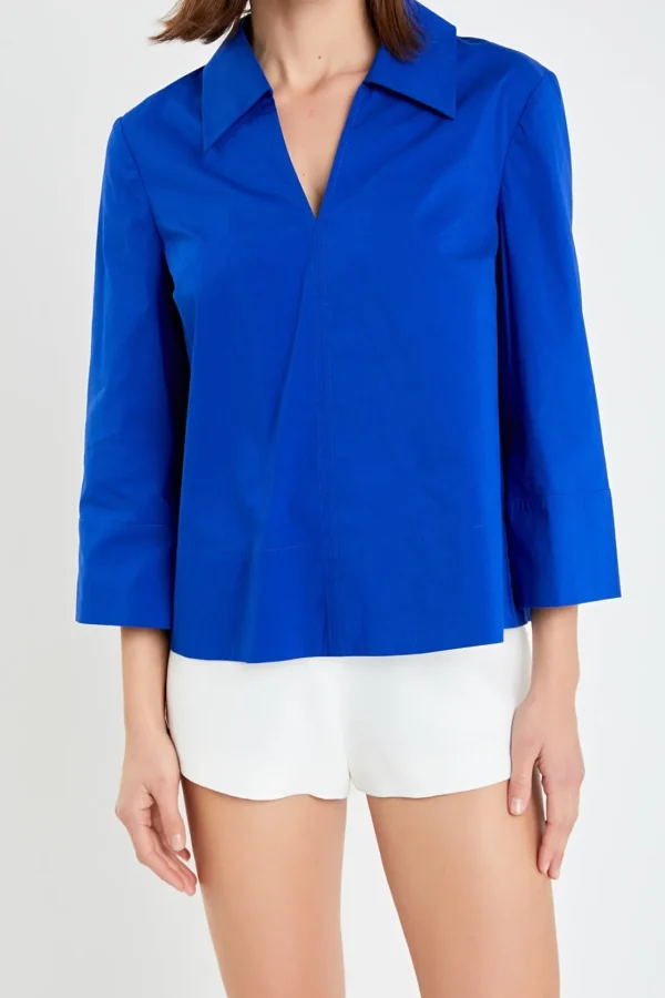 ENGLISH FACTORY Tops*- A-Line Kaftan Collar Top
