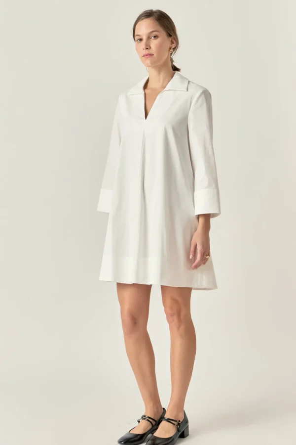 ENGLISH FACTORY White Dresses | Tops*- A-Line Kaftan Collar Dress