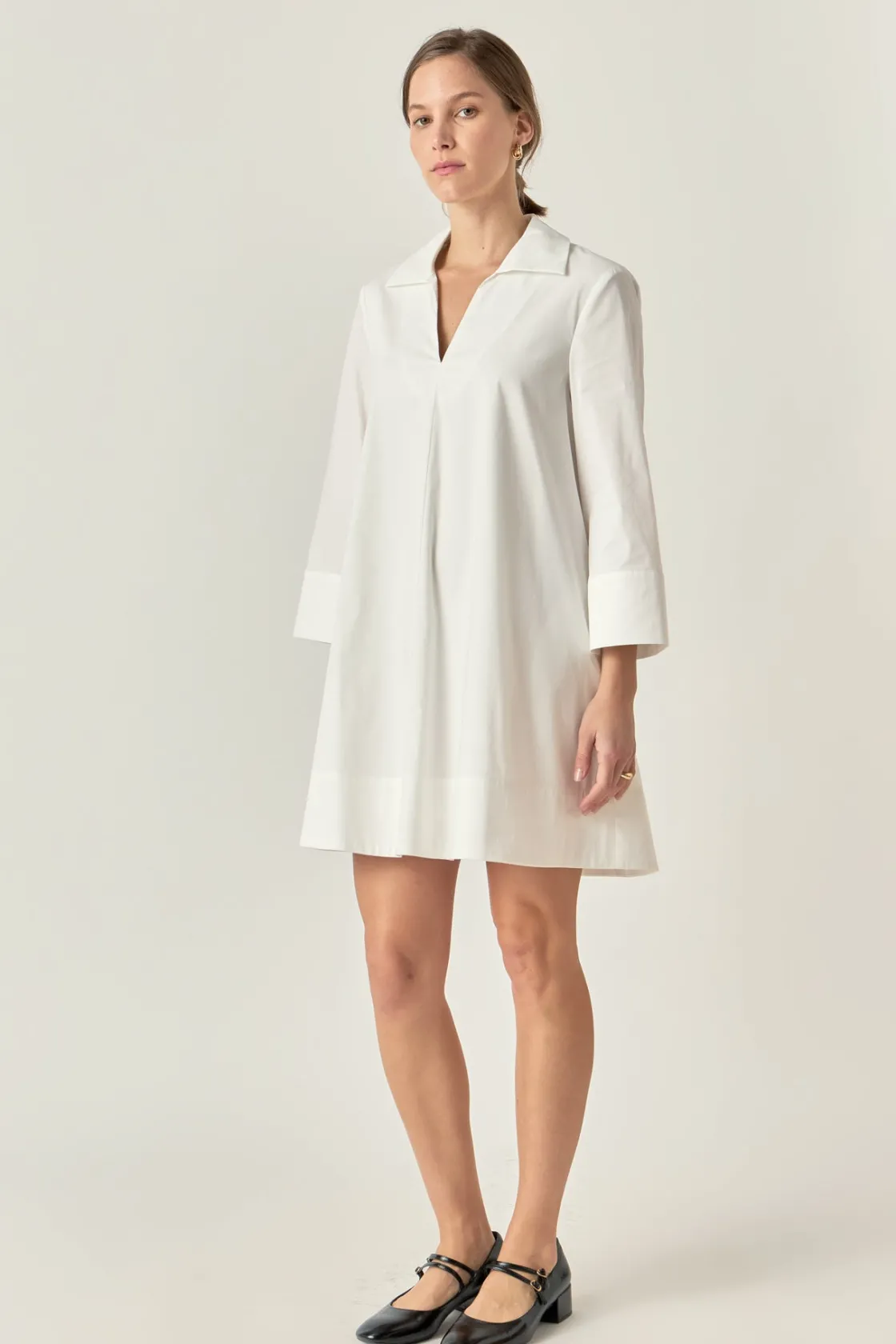 english_factory__aline_ka_6-1.webp ENGLISH FACTORY White Dresses | Tops*- A-Line Kaftan Collar Dress