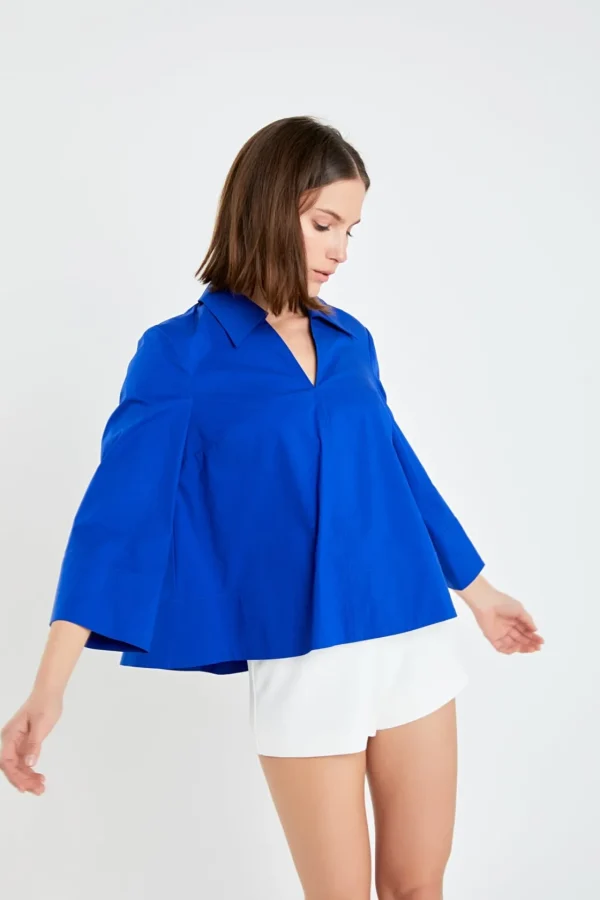 ENGLISH FACTORY Tops*- A-Line Kaftan Collar Top