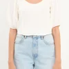 ENGLISH FACTORY Sweaters & Knits | Tops*- All Knitdown Top WHITE