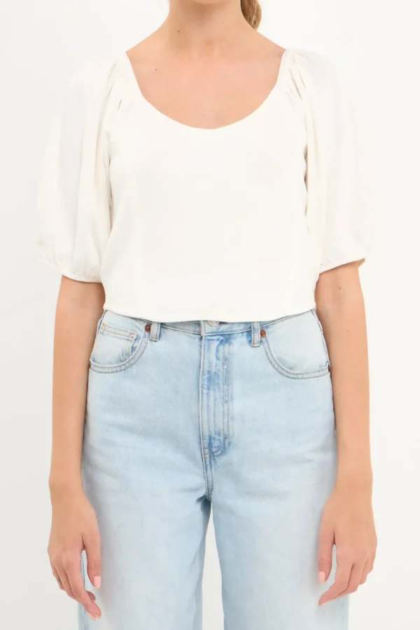 ENGLISH FACTORY Sweaters & Knits | Tops*- All Knitdown Top WHITE