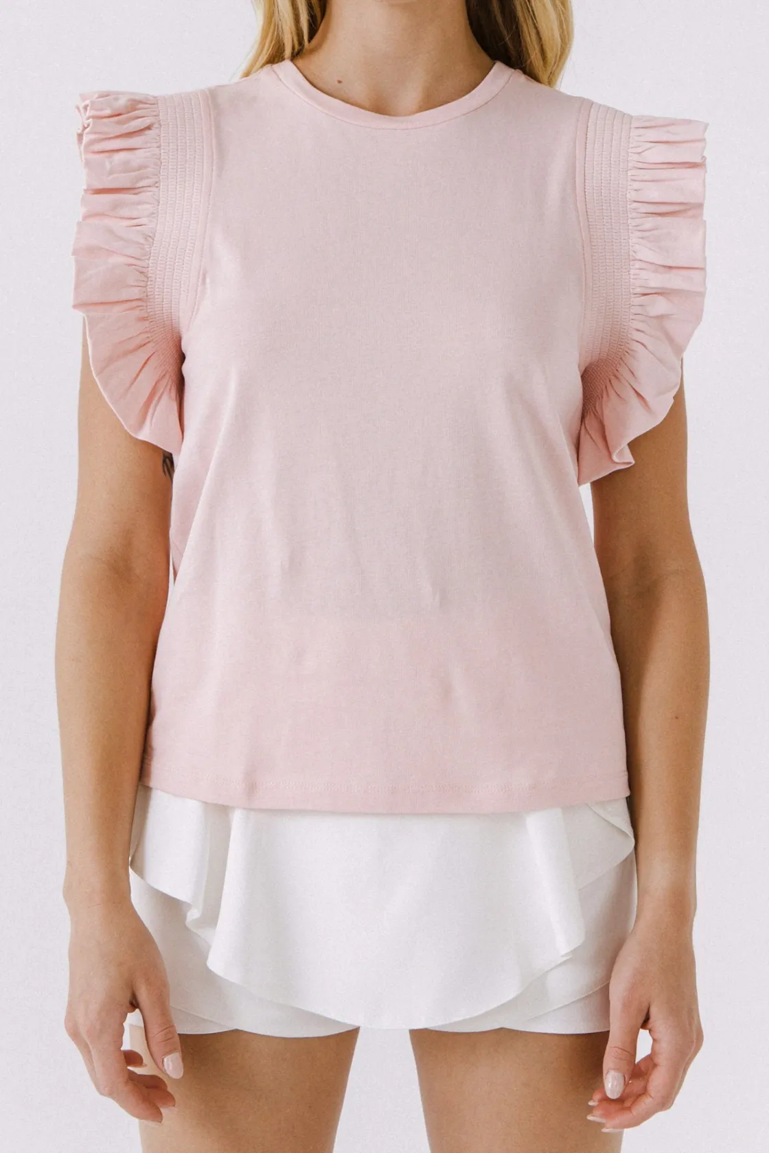 english_factory__all_knit_0.webp ENGLISH FACTORY Tops*- All Knit Ruffle Detail Top